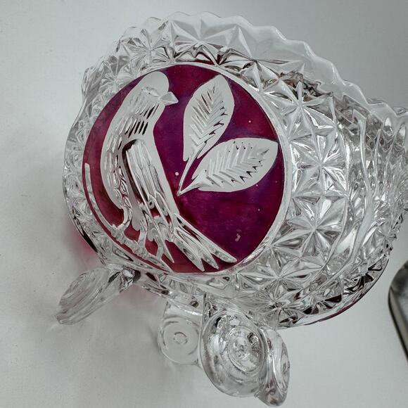 Vintage Byrdes Collection 3 Toed Bowl 5 inch by Hofbauer 24% Lead Crystal - Picture 5 of 12